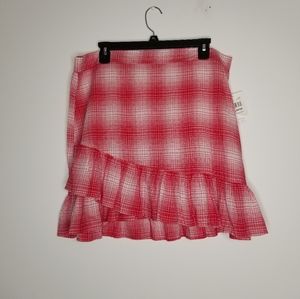 NWT Love Fire Red Plaid Mini Skirt